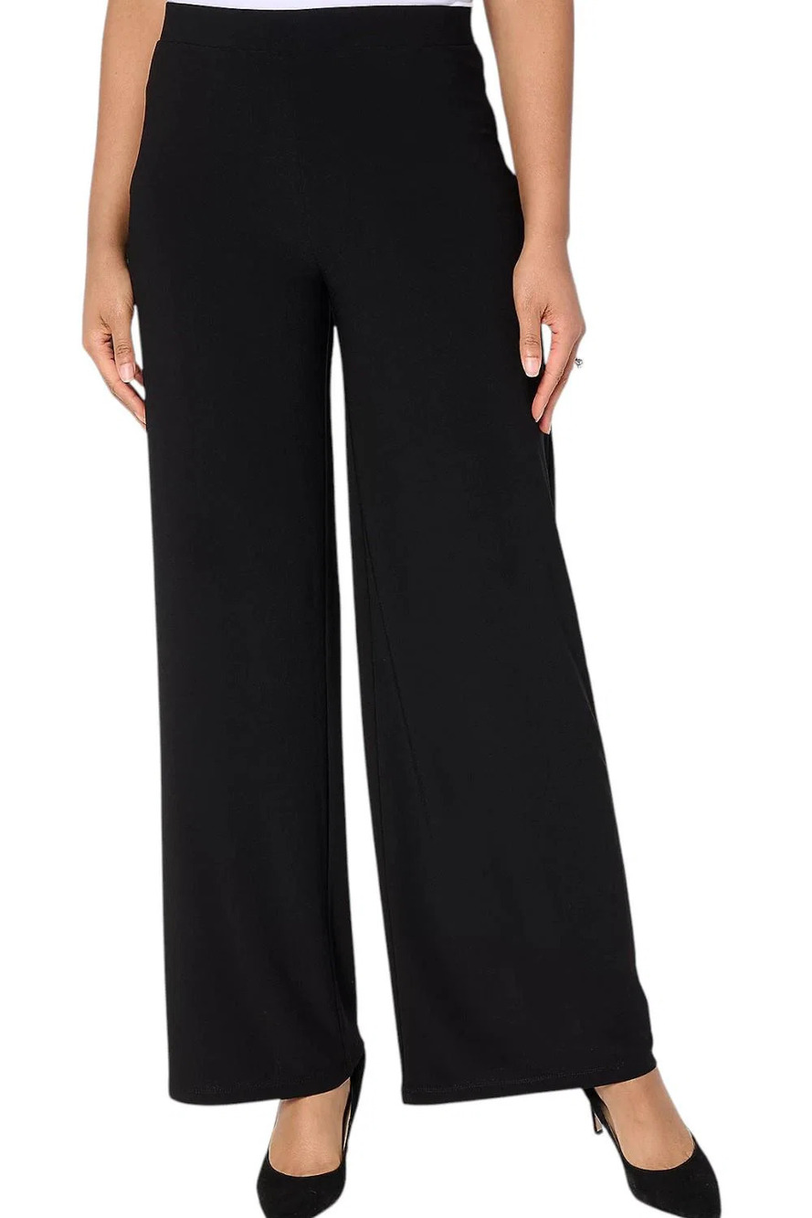 Dennis Basso Women's Crepe Wide Leg Pants Black - Regular